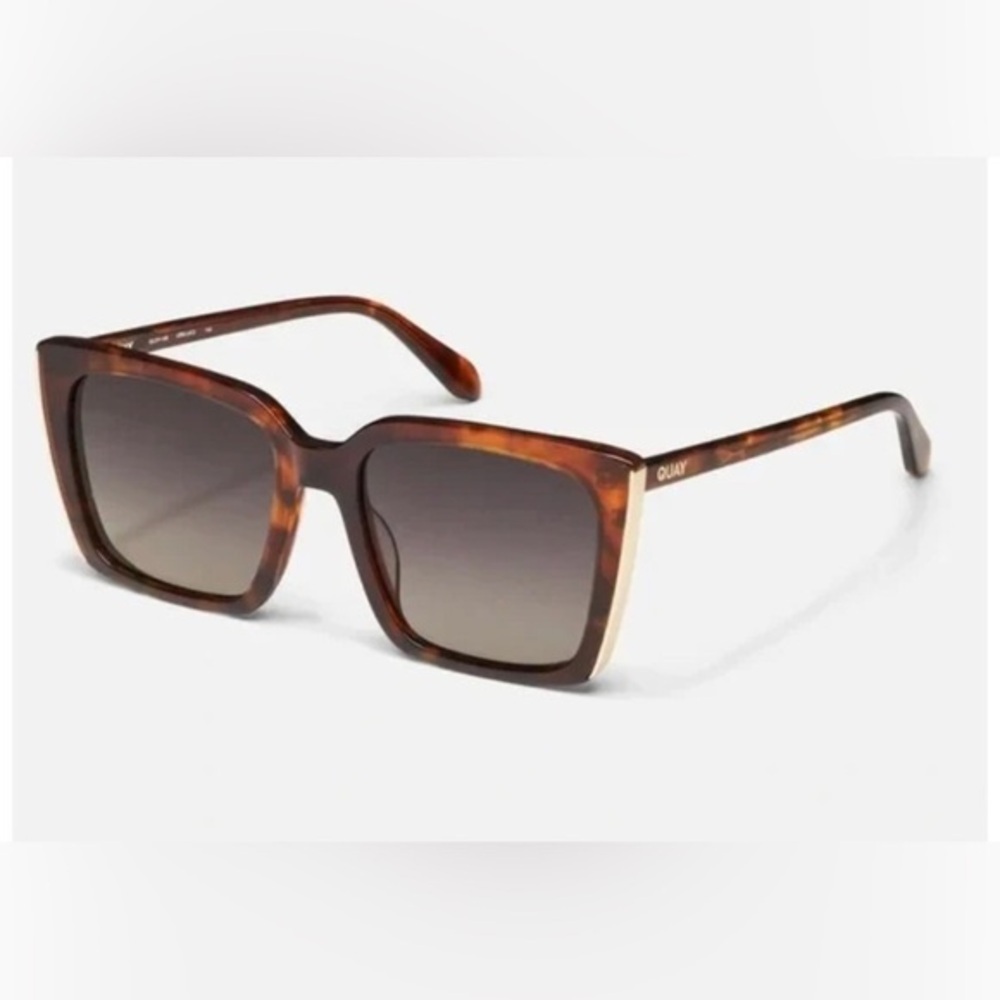 QUAY "Front Cover" Brown Square Sunglasses new withβ black leather look case